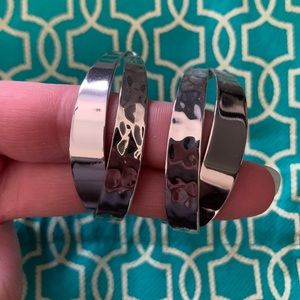 Stella & Dot Silver Hoop Hammered Earrings